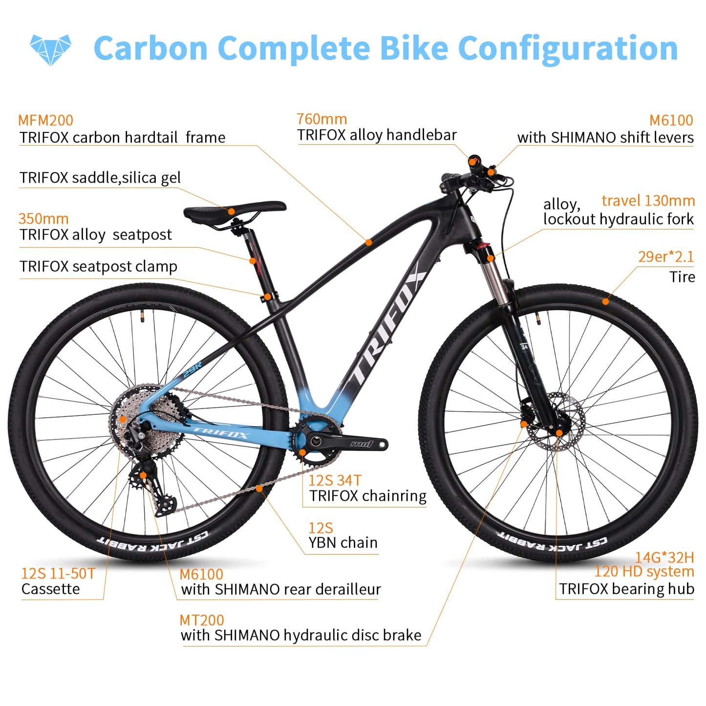 Carbon Mountain Bike with Shimano Deore 12-Speed