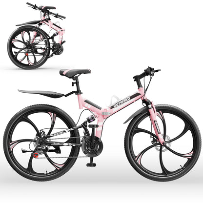 26-Inch Folding Mountain Bike With Full Suspension