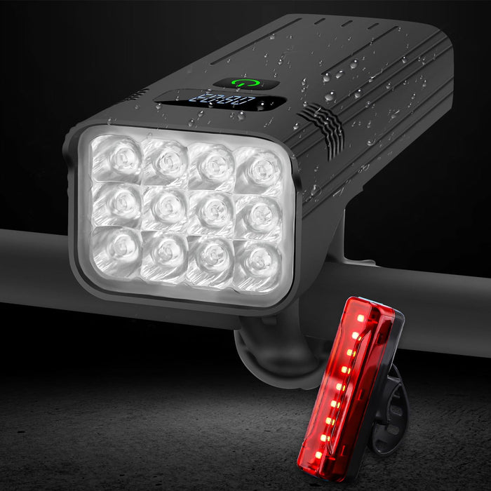 10000-Lumen Rechargeable Bike Light Set with Taillight