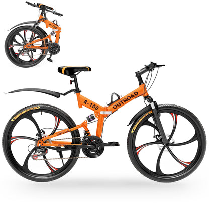 26-Inch Folding Mountain Bike With Full Suspension