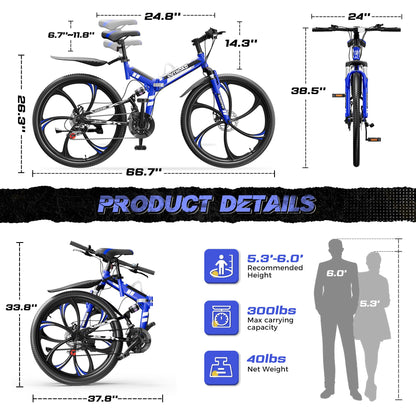 26-Inch Folding Mountain Bike With Full Suspension