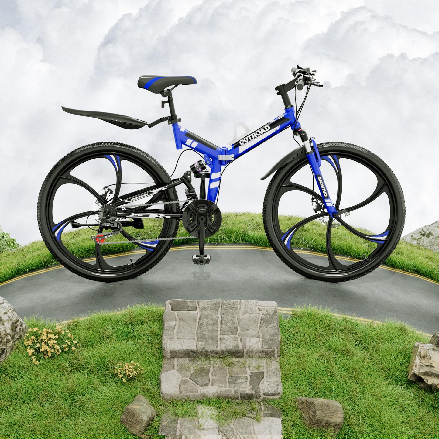 26-Inch Folding Mountain Bike With Full Suspension